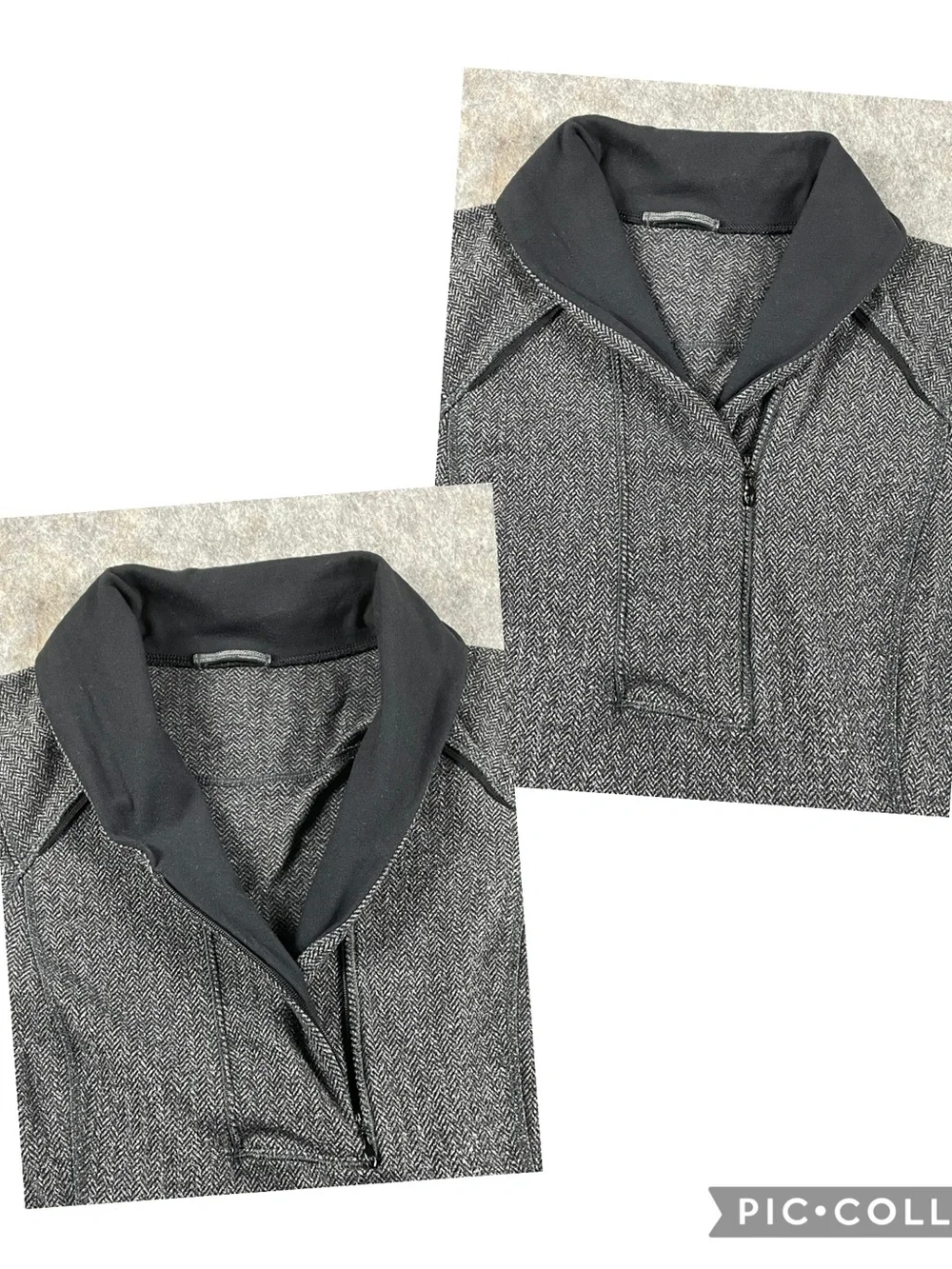 Lululemon Think Fast Pullover Heathered Herringbone Black Athletic Outdoors Sz 6